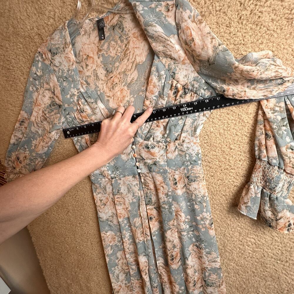 Floral Longline Duster Kimono Boho Sheer Lightweight Cover Up Women’s M - Picture 10 of 15